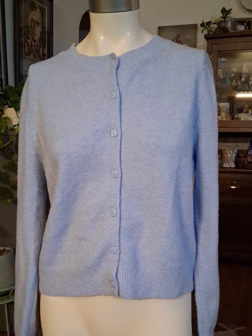 Light Blue Button-Front Cardigan, XL